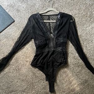 Lace, black bodysuit. Lulus. Size LG